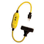 Zoomed: Shock Buster 2' 3-Outlet 12/3 Extension Cord with GFCI Circuit